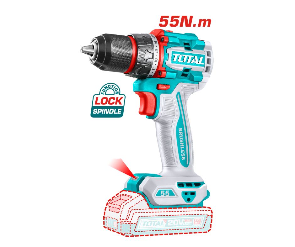 TALADRO 20V 55NM 13MM 22+1 COMPACTO BRUSHLESS INDUSTRIAL - TDLI2055813