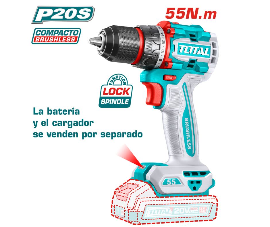 TALADRO 20V 55NM 13MM 22+1 COMPACTO BRUSHLESS INDUSTRIAL - TDLI2055812