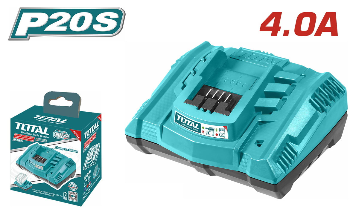 CARGADOR RAPIDO INTELIGENTE 20V 4AH TOTAL TFCLI20031