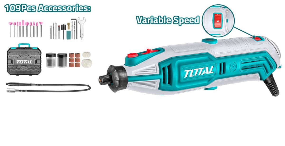 MINI ESMERIL ELECTRICO 130W + 109 ACCESORIOS TOTAL TG5133261
