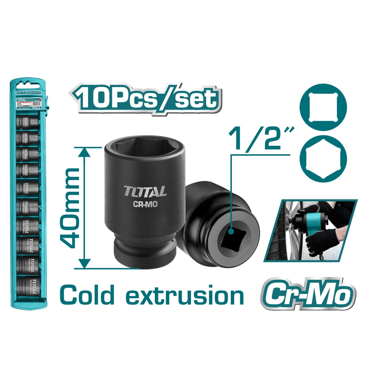 JUEGO DE DADOS DE IMPACTO CORTOS 1/2