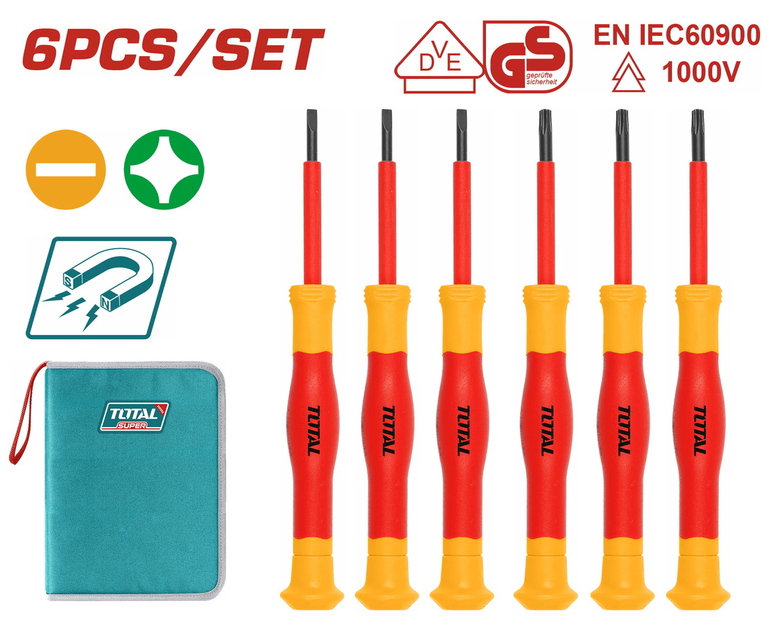 KIT DESTORNILLADOR PRECISIÓN AISLADOS TOTAL 6 PIEZAS THKIPSD06011