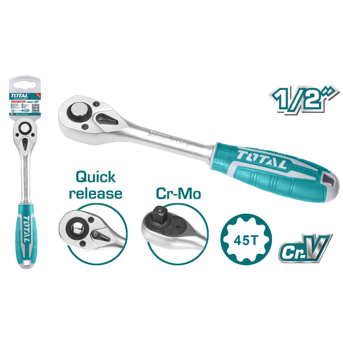 LLAVE RATCHET CUADRANTE 1/2 PULGADAS TOTAL THT1061261