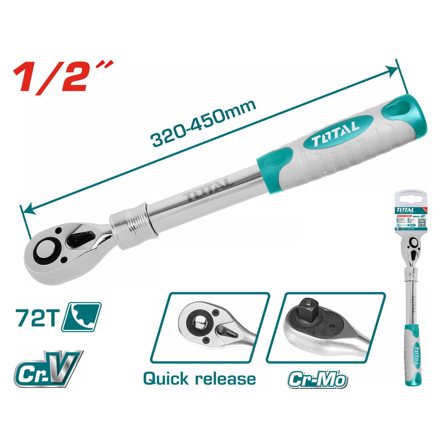 LLAVE RATCHET 1/2 EXTENDIBLE INDUSTRIAL TOTAL (THT106128L)1