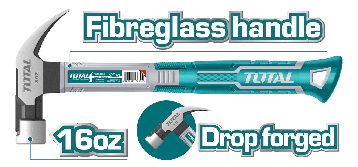 MARTILLO PARA CARPINTERO 16OZ MANGO FIBRA TOTAL2