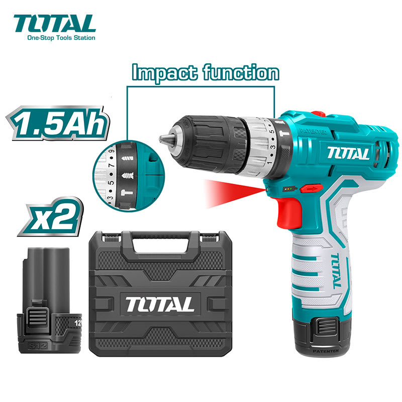 TALADRO PERCUTOR ATORNILLADOR 12V 1/2'' INALÁMBRICO - TIDLI12322