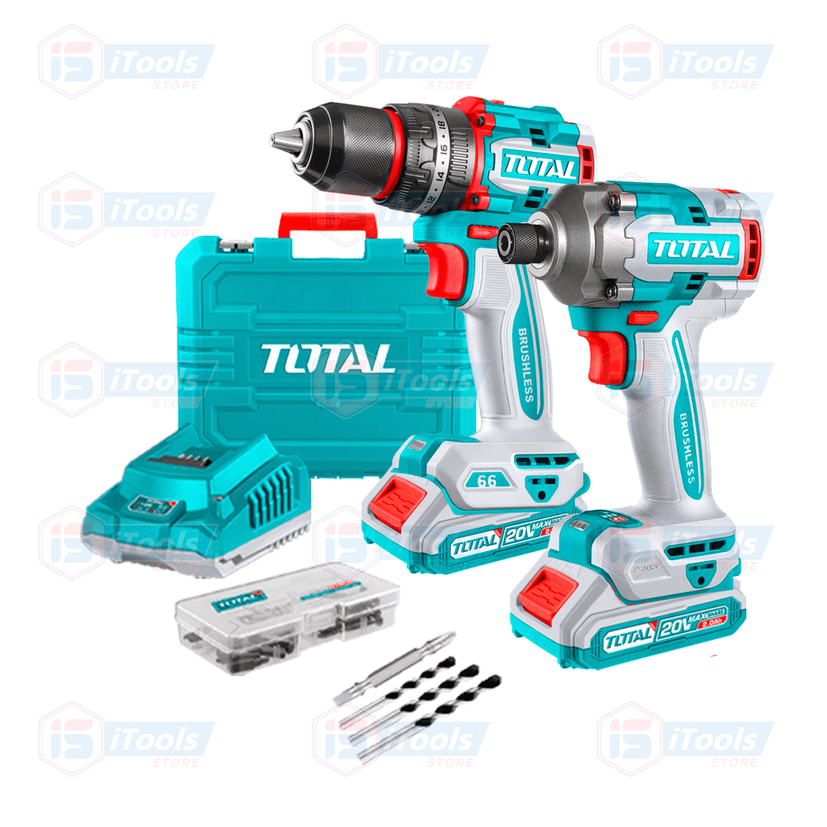 TALADRO ATORNILLADOR C/ PERCUTOR 66NM + ATORNILLADOR DE IMPACTO 285NM 20V TOTAL / TIDLI20201
