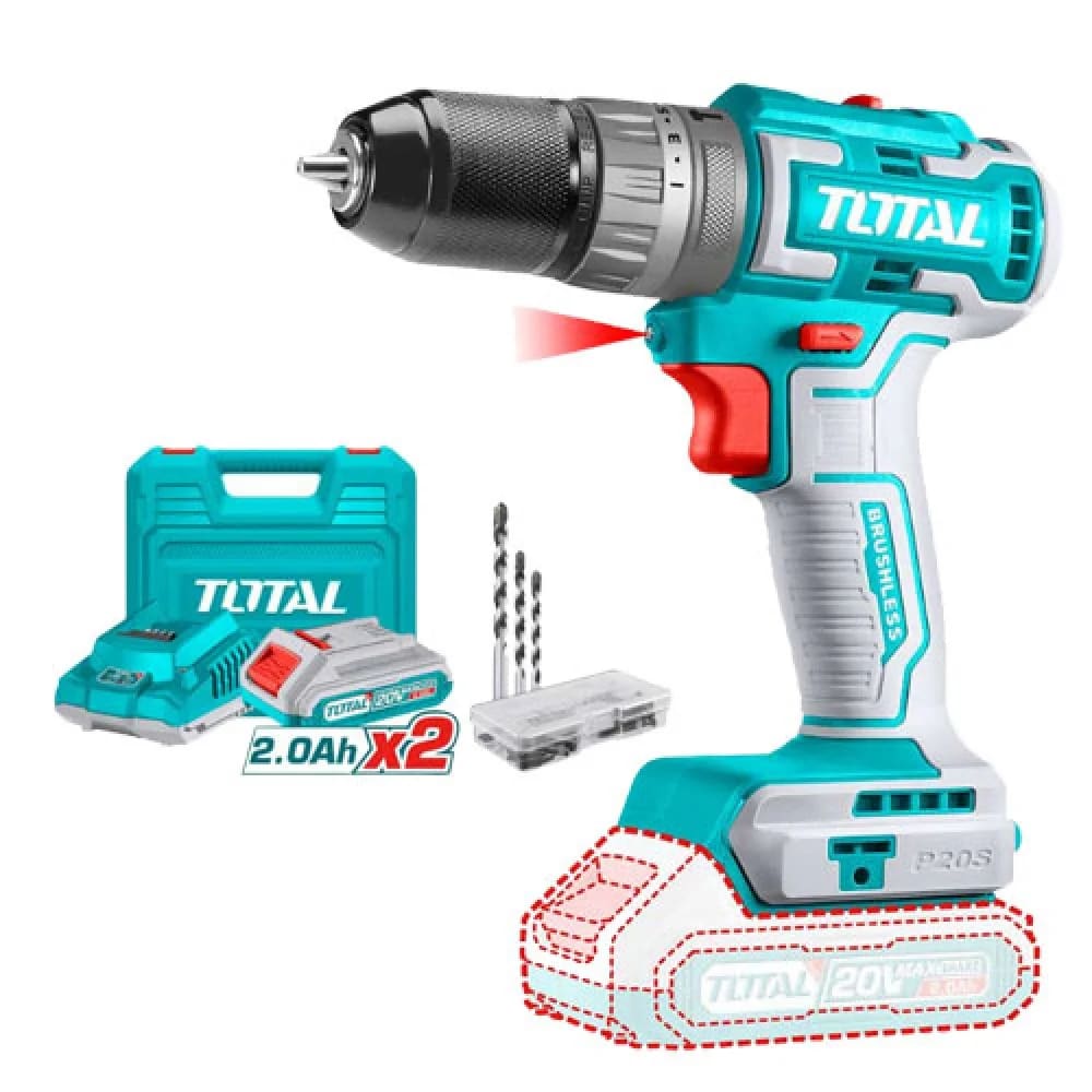 TALADRO ATORNILLADOR PERCUTOR 20V brushless 70NM TOTAL TIDLI206051