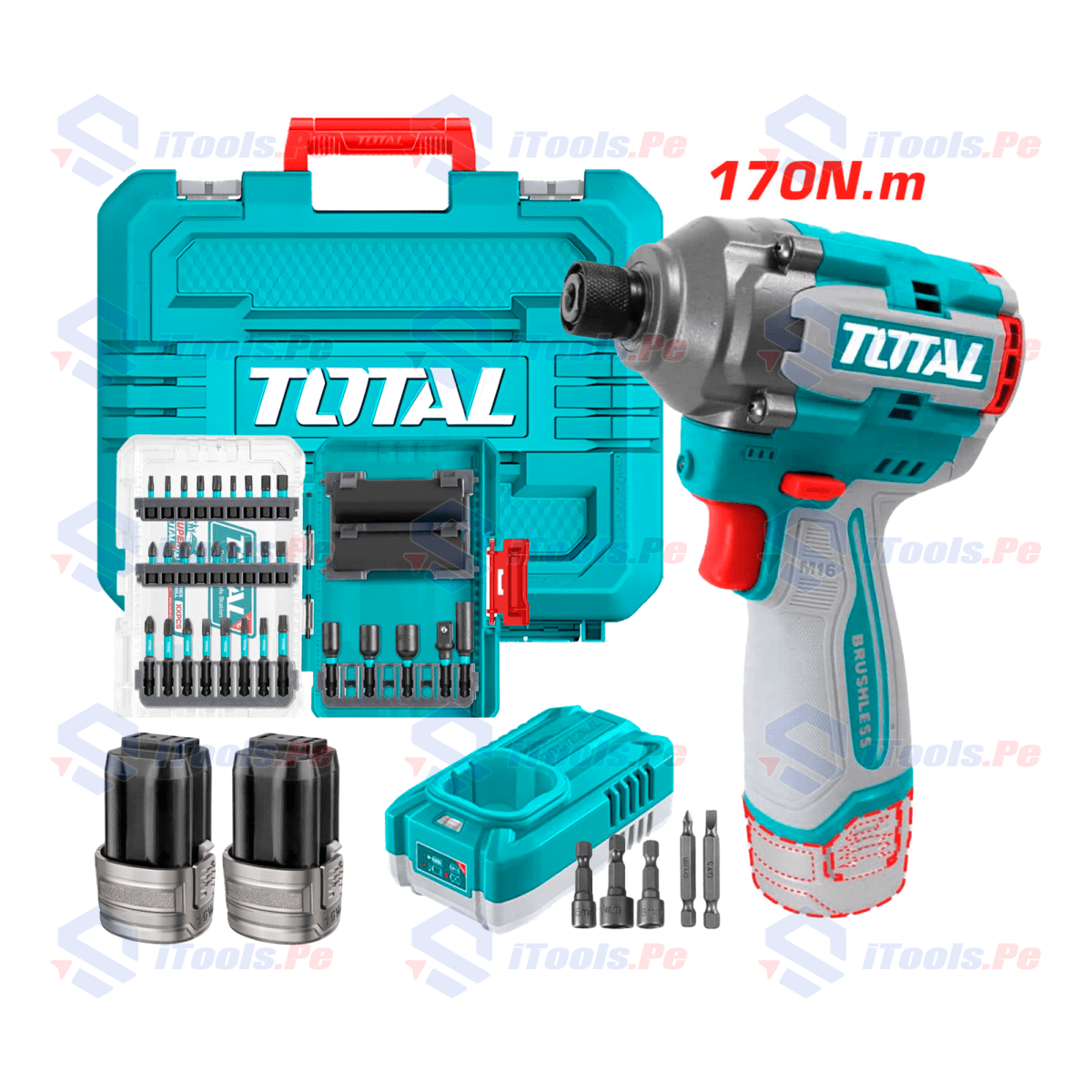 KIT ATORNILLADOR 16V 170 NM + SET DE ACCESORIOS 33 PCS TOTAL1