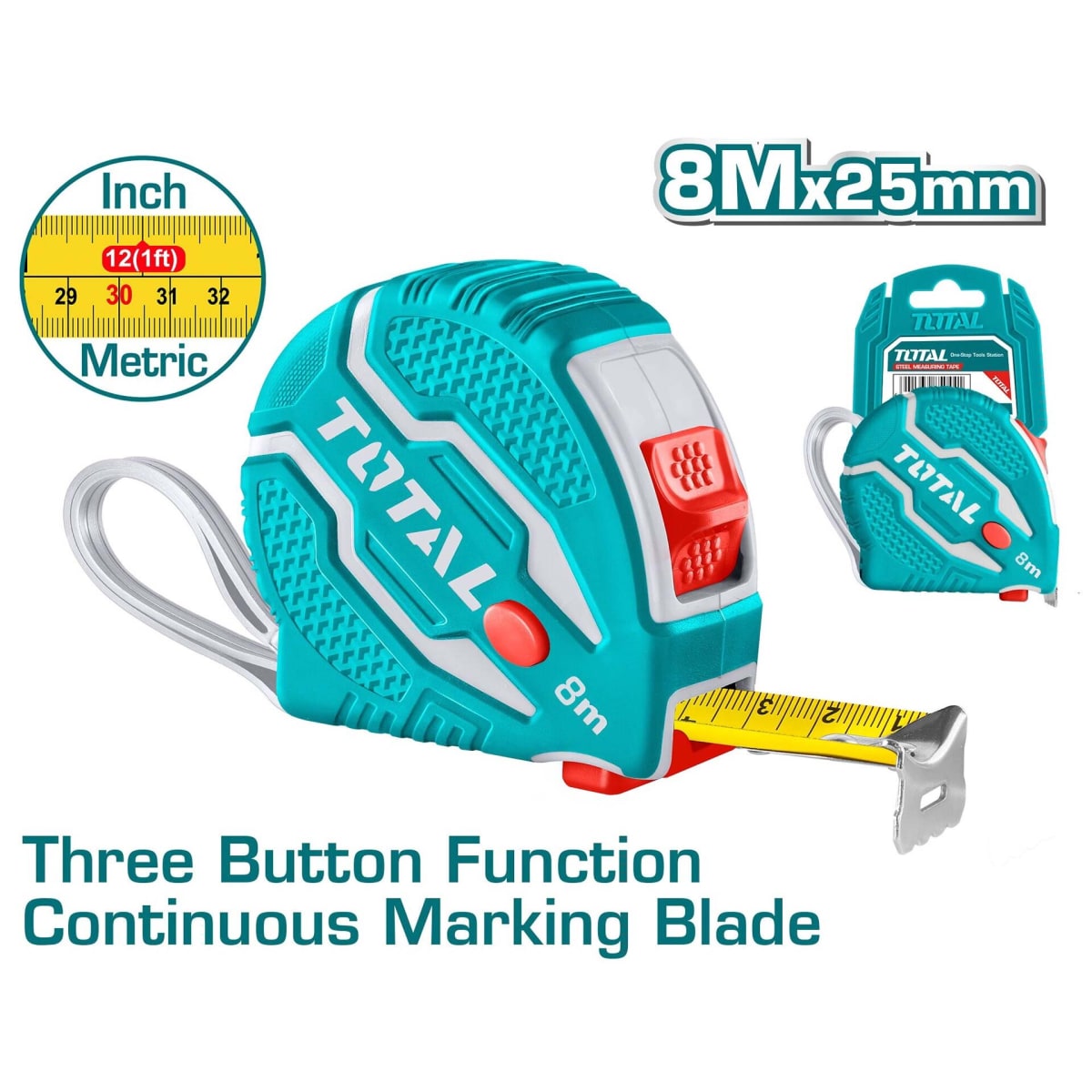 CINTA METRICA TOTAL 8M X 1 NYLON TMT1266811