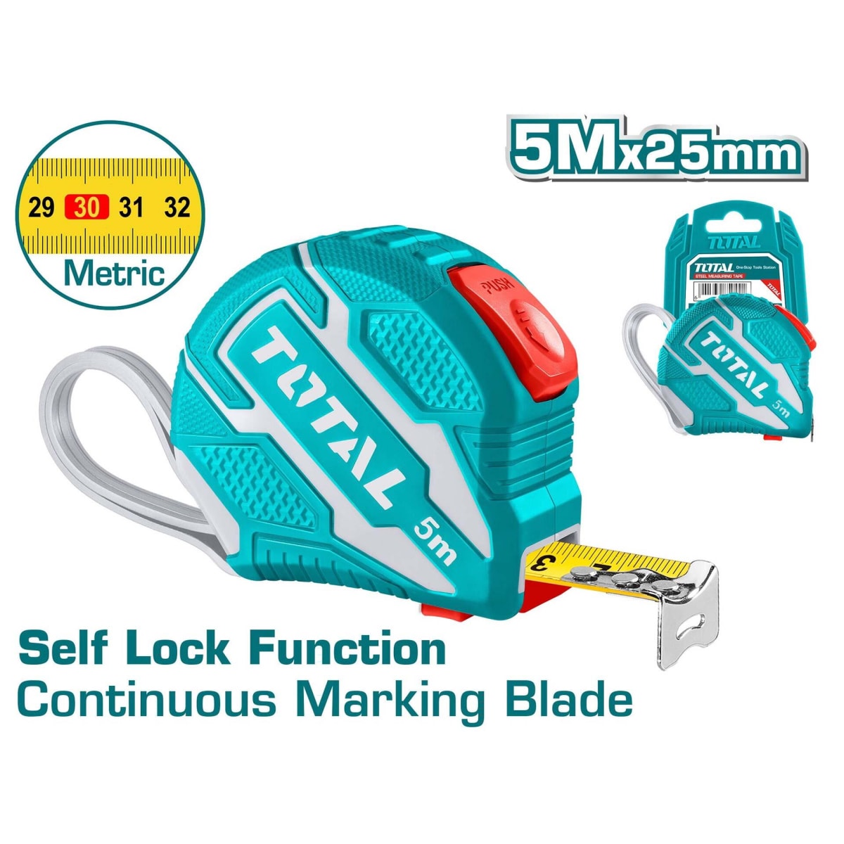 CINTA METRICA WINCHA 5M X25MM SELF LOCK TOTAL1
