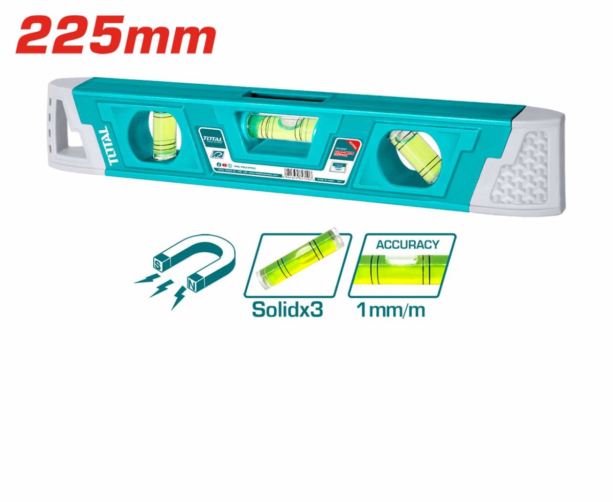 NIVEL DE ALUMINIO TIPO TORPEDO MAGNETICO 23CM TOTAL2