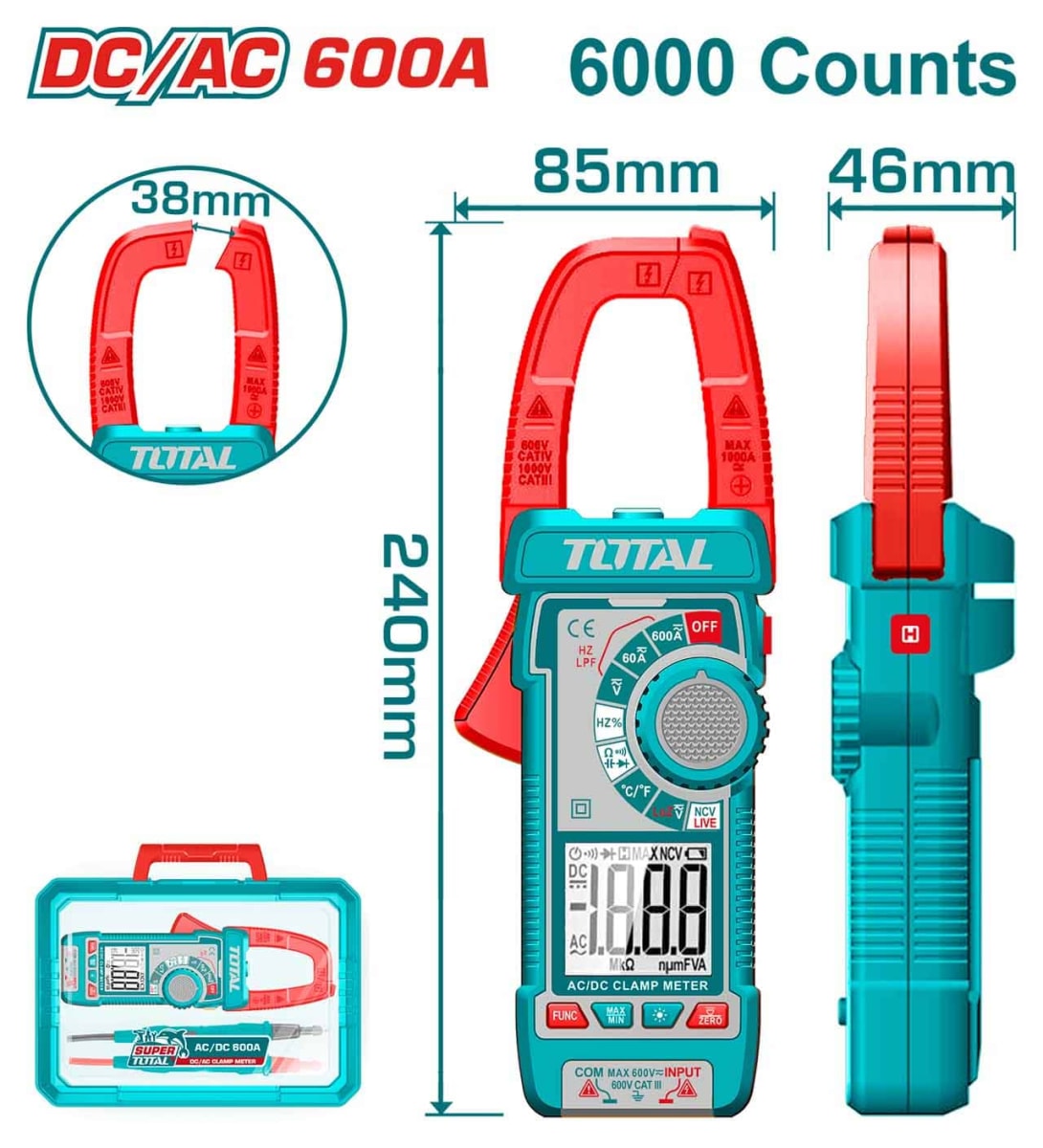 PINZA AMPERIMETRICA AC/DC 600A TOTAL / TMT7660021