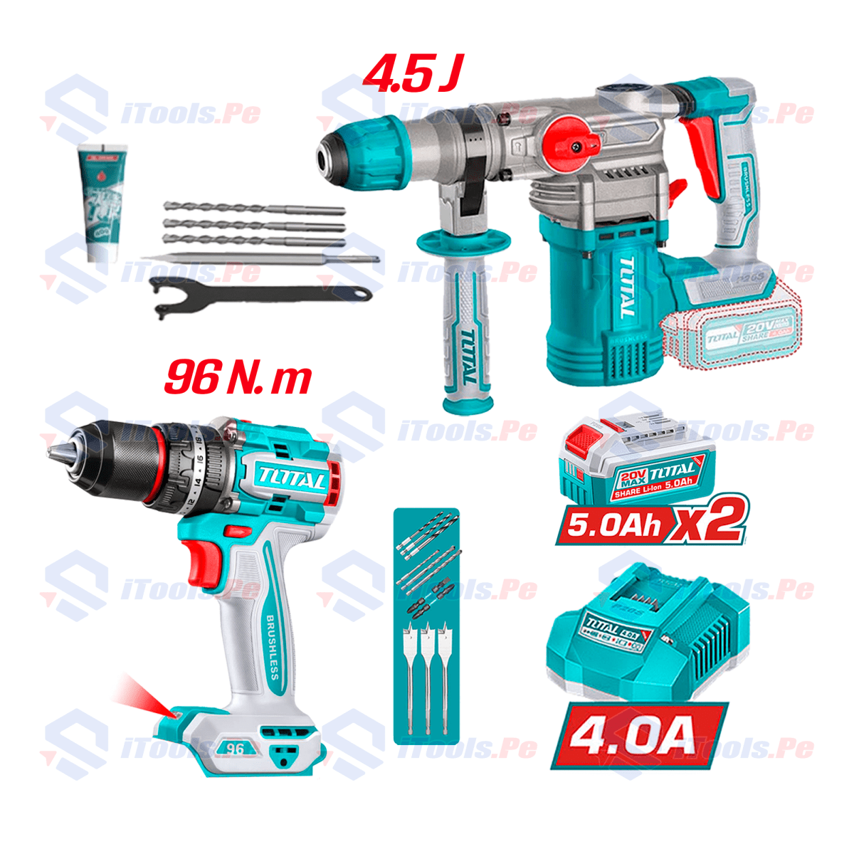 Combo 2 en 1: taladro 96nm + rotomartillo 4.5j total / TOSLI250693-DSG21