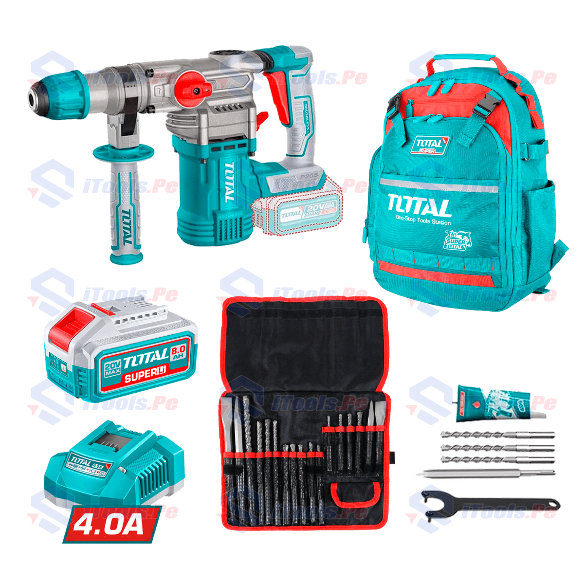 KIT ROTOMARTILLOS SDS PLUS TRHLI20288 TOTAL1