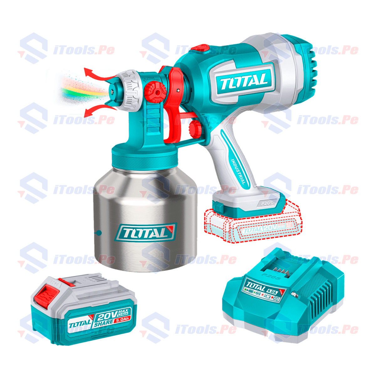 SUPER KIT PISTOLA DE PINTAR TOTAL + BATERÍA 5AH + CARGADOR RÁPIDO1
