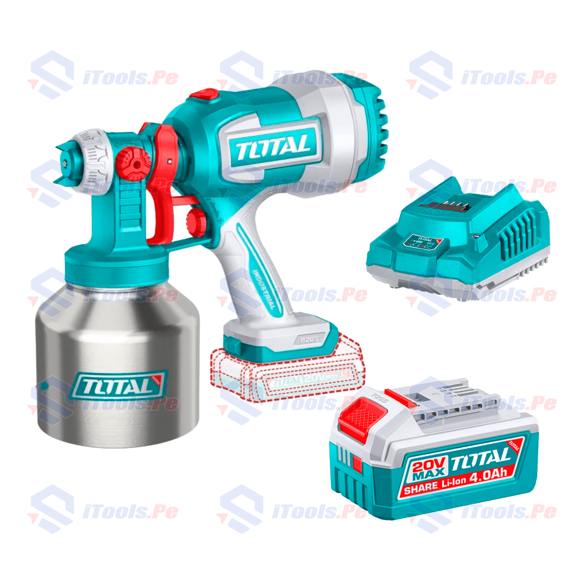 KIT PISTOLA DE PINTAR + BATERÍA 4AH + CARGADOR 2AH1