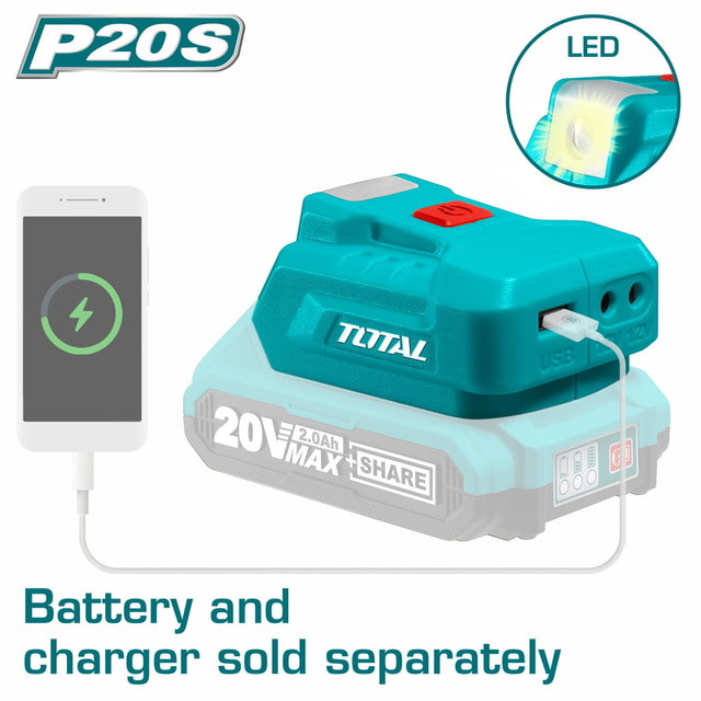 ADAPTADOR USB PARA CARGAR CELULAR + LUZ LED TOTAL1