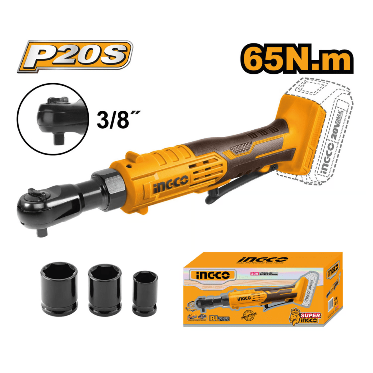 RACHET 20V 65nm 38 CDRLI20601 INGCO BARETOOLS1