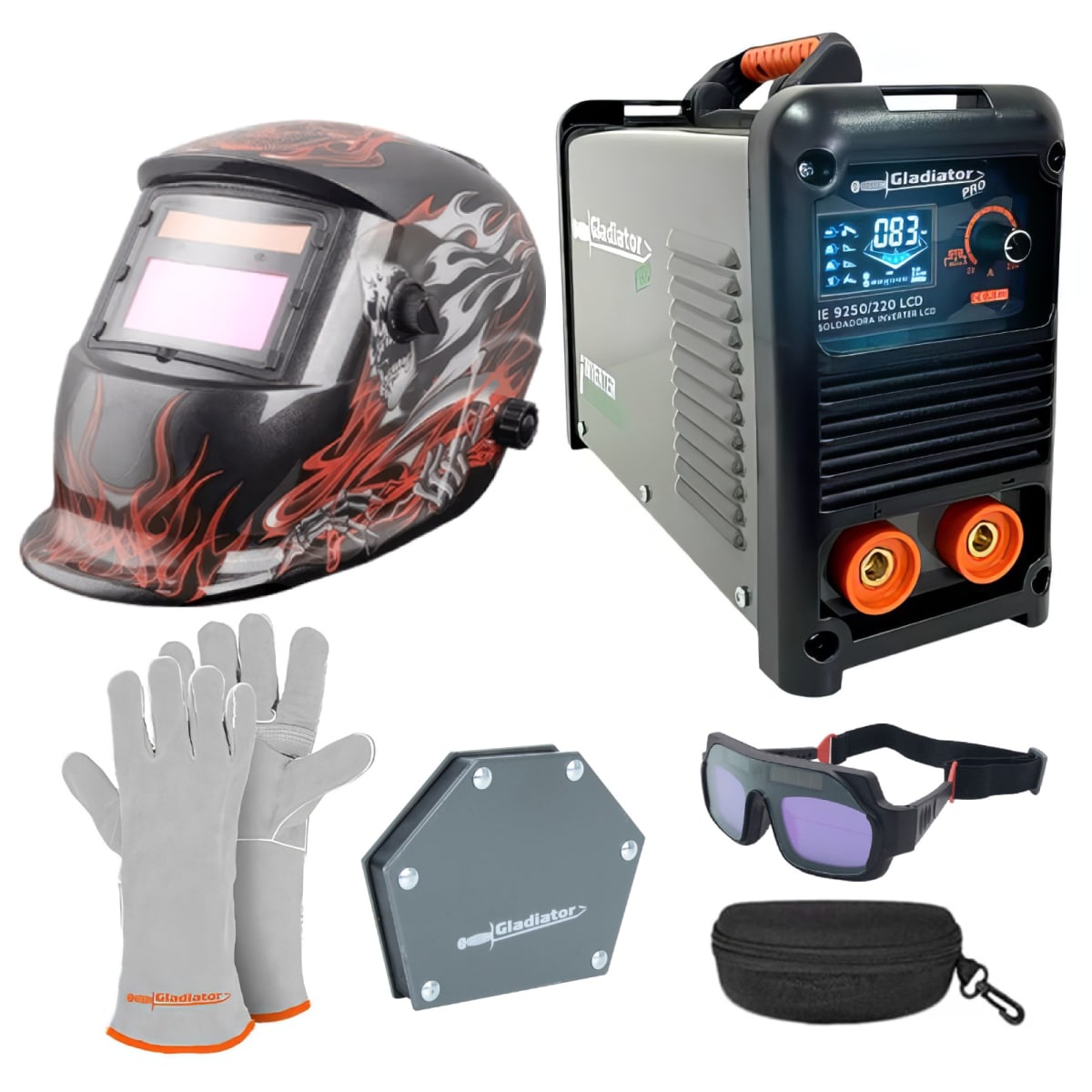 Soldadora Eléctrica Inverter 250A MMA con Conectores 1/2 LCD Gladiator2