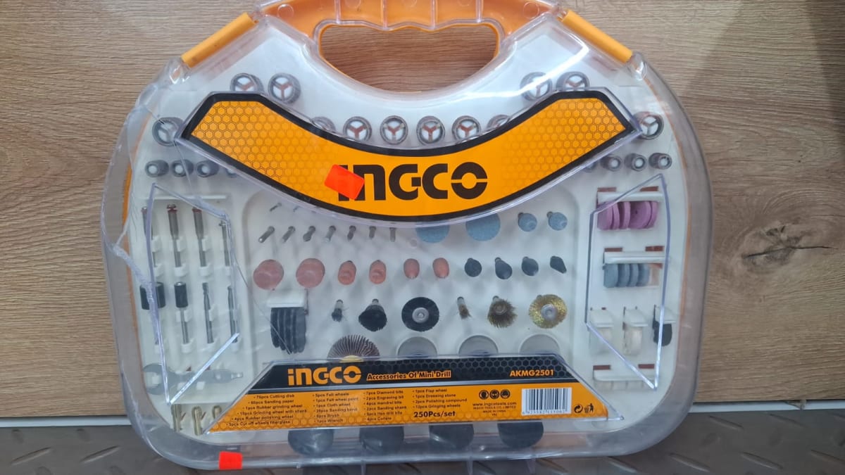 Kit 250 accesorios para mini rectificadora ingco/ AKMG2501-LI1