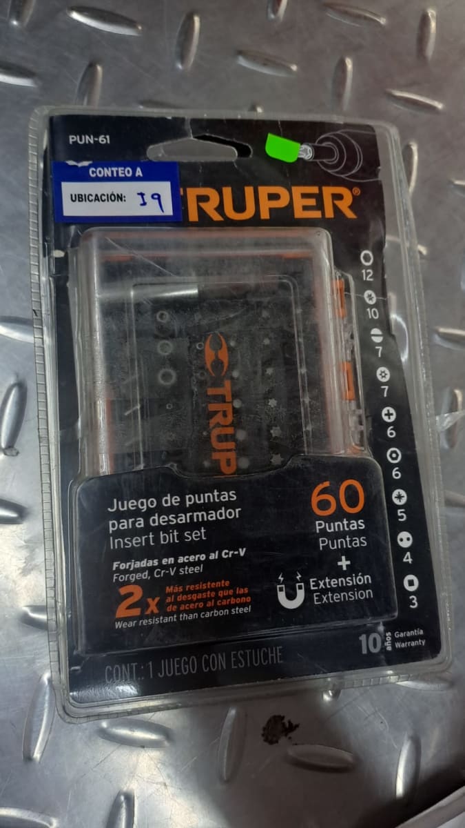 Juego de 61 puntas mixtas largo 1 en estuche plástico liquidacion2