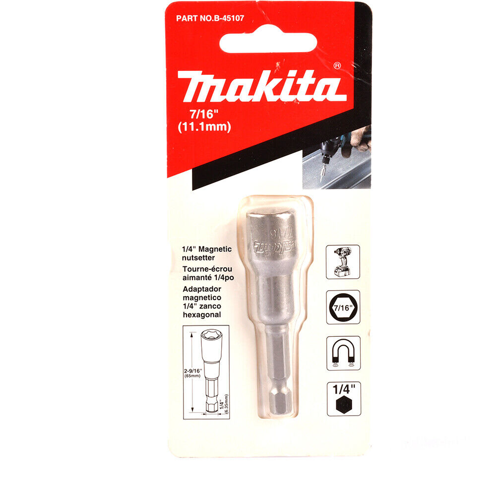 Dado magnetico 7/16'' x 65mm 1unid vastago 1/4''2