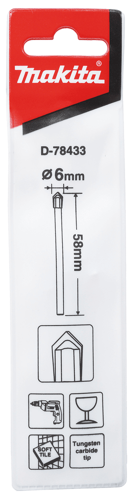 Broca para vidrio y baldosas 6 x 58 mmd-78433 makita1