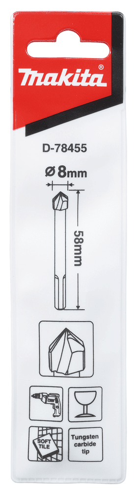 Broca para vidrio y baldosas 8 x 58 mm d-78455 makita1