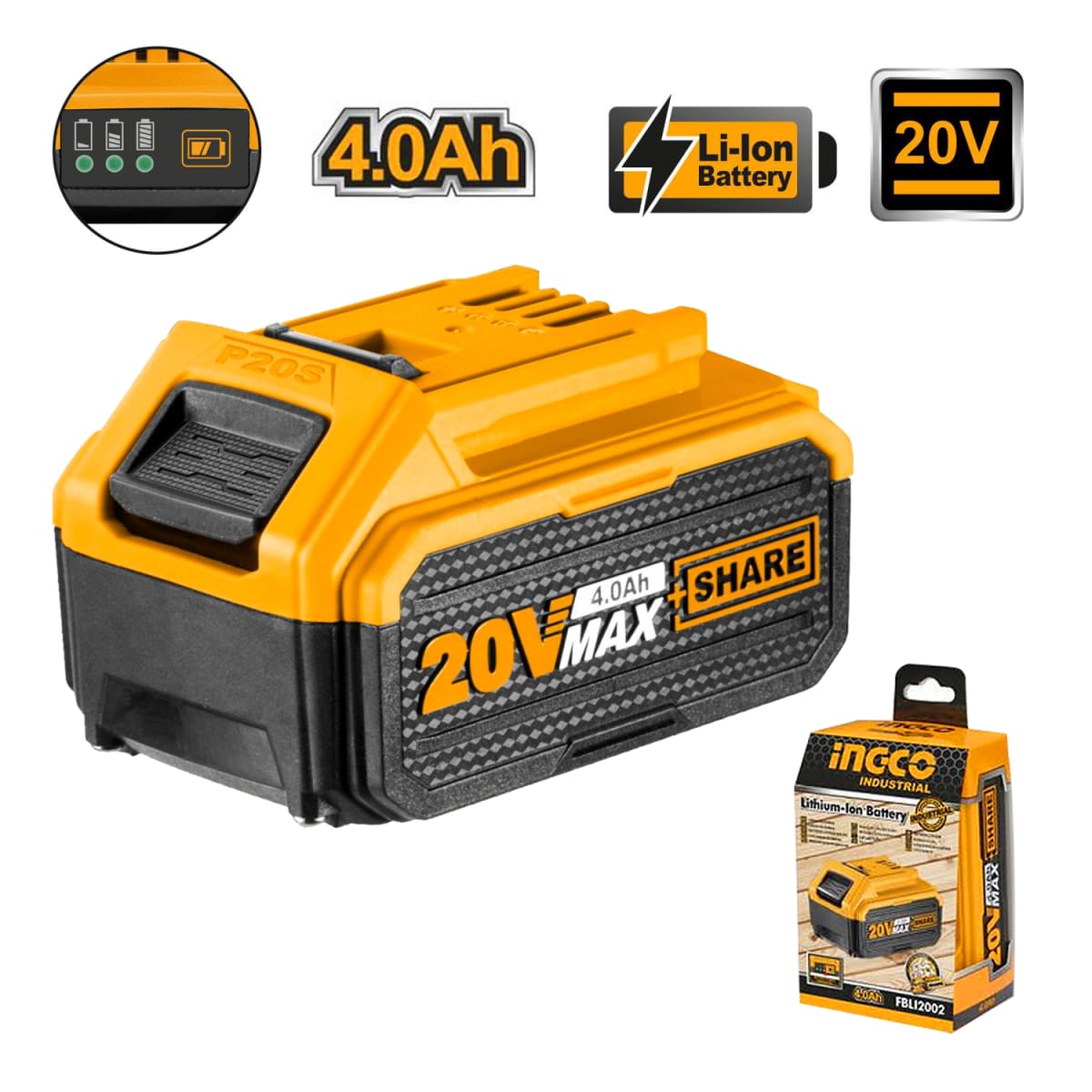 CARGADOR P20S 20V 4 AH + 2 BATERIAS 4 AH LITIO 20 V2