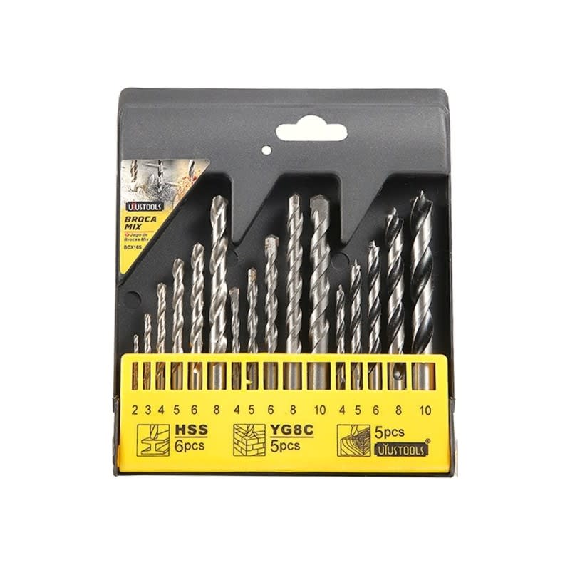 JUEGO DE BROCAS MIXTAS METAL MADERA CONCRETO 16 PIEZAS UYUSTOOLS1