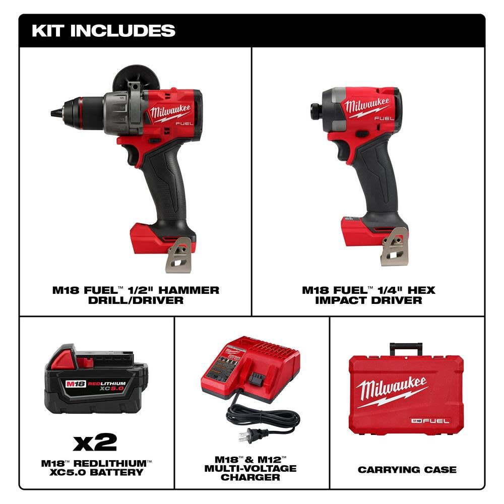 Combo brushless milwaukee fuel m18 taladro percutor 1/2