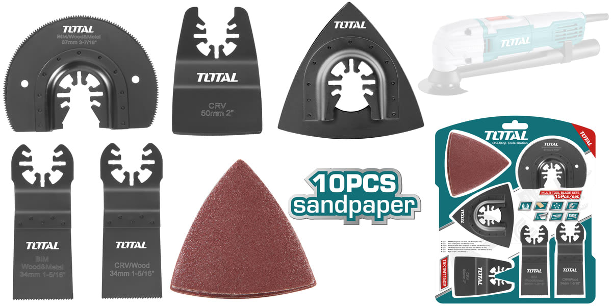 KIT DE ACCESORIOS PARA HERRAMIENTA MULTIFUNCIONAL 15PCS TOTAL1