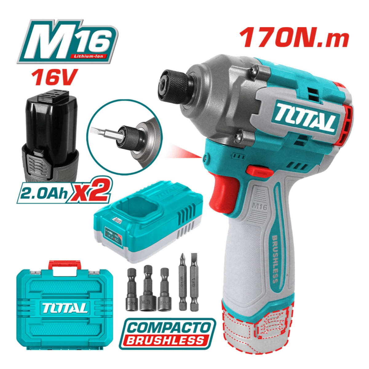 ATORNILLADOR DE IMPACTO 16V 170NM 2X2.0AH / TIRLI161781
