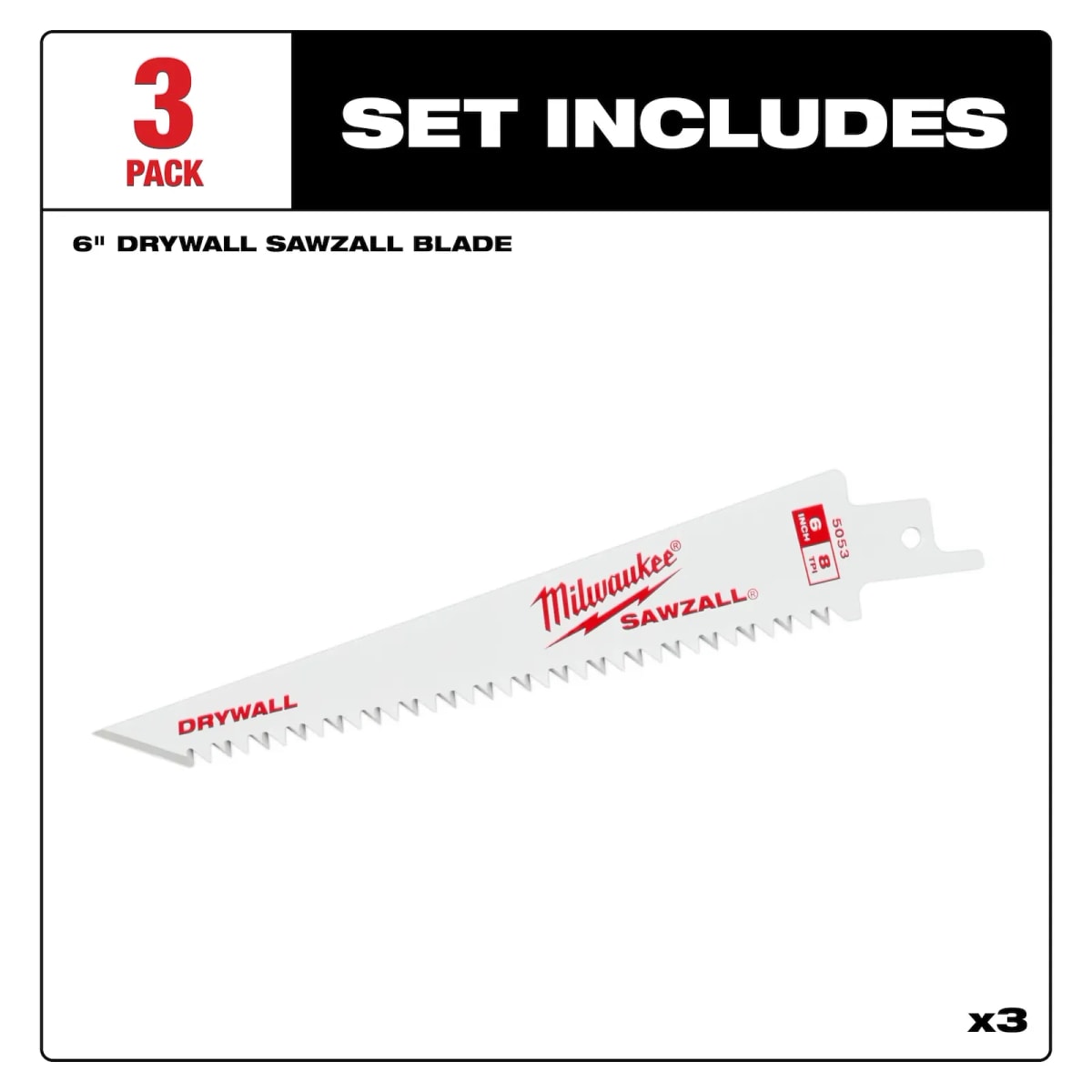 HOJAS DE SIERRA MILWAUKEE SAWZALL PARA DRYWALL DE 6