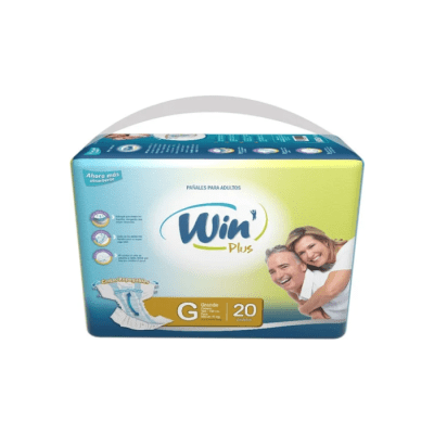 PAÑAL DE ADULTO TALLA G PAQUETE DE 20 UNIDADES WIN PLUS1