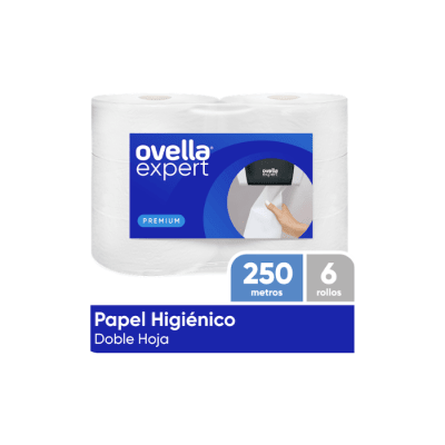 PAPEL HIGIÉNICO ALTO METRAJE DOBLE HOJA 6 ROLLOS 250 MTS OVELLA