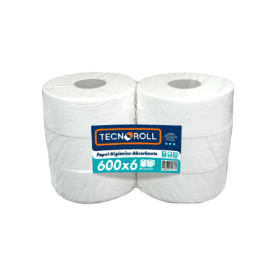 PAPEL HIGIÉNICO ALTO METRAJE HOJA SIMPLE 6 ROLLOS 600 MTS TECNOROLL1