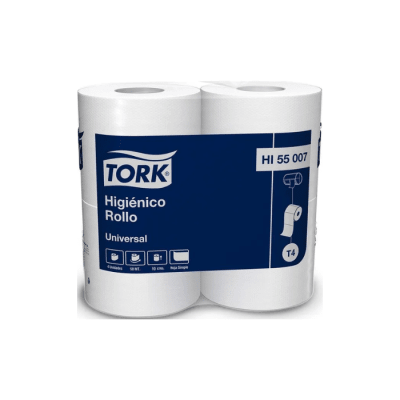 PAPEL HIGIÉNICO BAJO METRAJE HOJA SIMPLE 4 ROLLOS 50 MTS TORK1