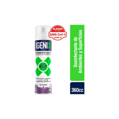DESINFECTANTE AMBIENTAL EN AEROSOL AROMA LAVANDA 360 ML IGENIX1