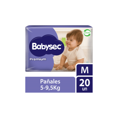 PAÑAL DE BEBÉ PREMIUM TALLA M PAQUETE DE 20 UNIDADES BABYSEC1