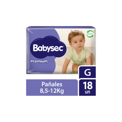 PAÑAL DE BEBÉ PREMIUM TALLA G PAQUETE DE 18 UNIDADES BABYSEC1