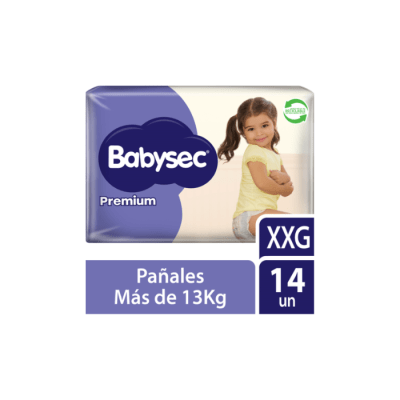 PAÑAL DE BEBÉ PREMIUM TALLA XXG PAQUETE DE 14 UNIDADES BABYSEC