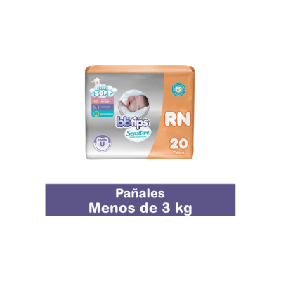 PAÑAL DE BEBÉ RECIÉN NACIDO PAQUETE DE 20 UNIDADES BBTIPS SENSITIVE1