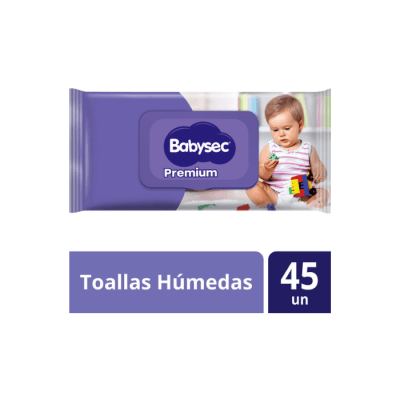 TOALLA HÚMEDA DE BEBÉ SIN ALCOHOL PAQUETE X45 UN BABYSEC PREMIUM