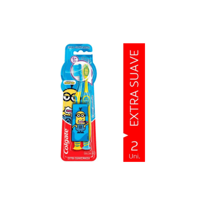 CEPILLO DE DIENTES NIÑOS SMILES +6 AÑOS MINIONS 2 UNIDADES COLGATE1