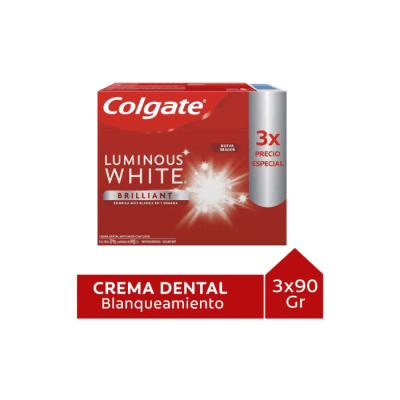 PACK PASTA DENTAL LUMINOUS WHITE 90 GRS 3 UNIDADES COLGATE1