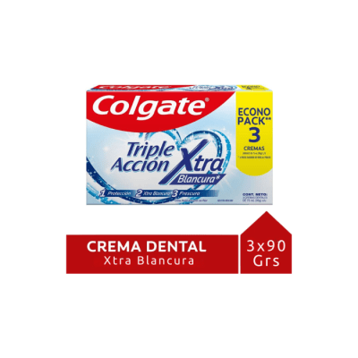 PASTA DENTAL TRIPLE ACCIÓN EXTRA BLANCURA 99 GRS 3 UNIDADES COLGATE1