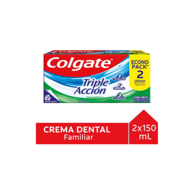 PASTA DENTAL TRIPLE ACCIÓN ORIGINAL 150 ML 2 UNIDADES COLGATE1