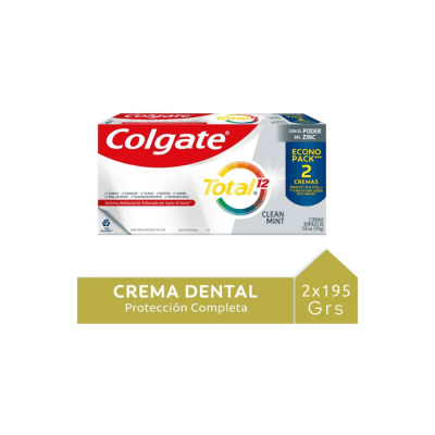 PASTA DENTAL TOTAL 12 CLEAN MINT 195 GRS 2 UNIDADES COLGATE1